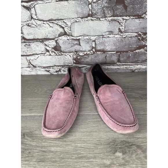 Prada Pink Suede Leather Driving Loafers Shoes Women Sz 38EU/7.5M US - Picture 7 of 16